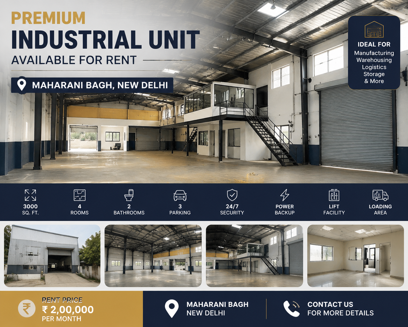 Premium Industrial Unit Available for Rent in Maharani Bagh