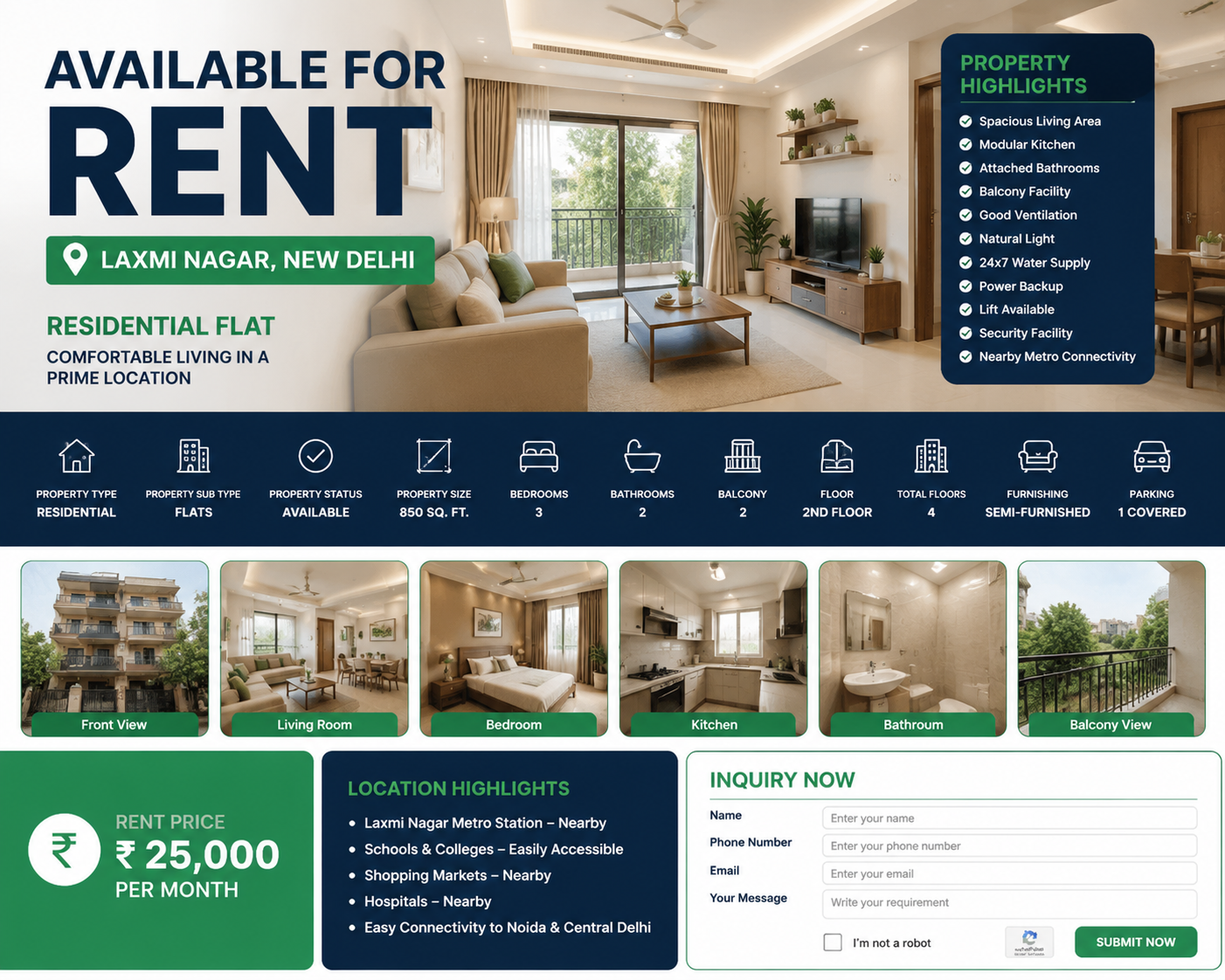 Residential Flat Available in Laxmi Nagar, New Delhi